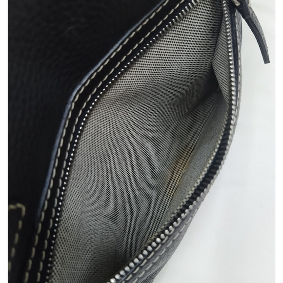 Dooney & Bourke Black Pebbled Leather Double Handles Zipper Satchel Shoulder Bag - Picture 15 of 16